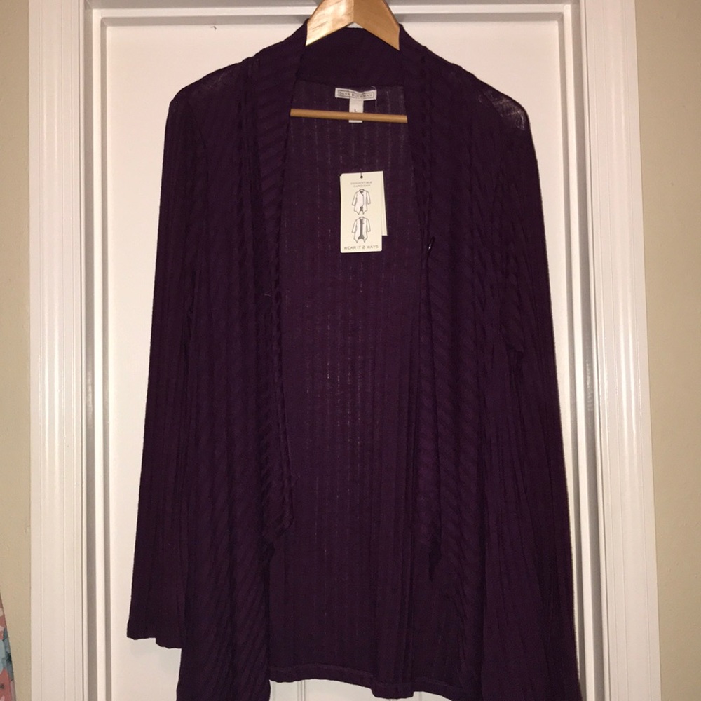 Dana Buchman Purple Convertible Cardigan